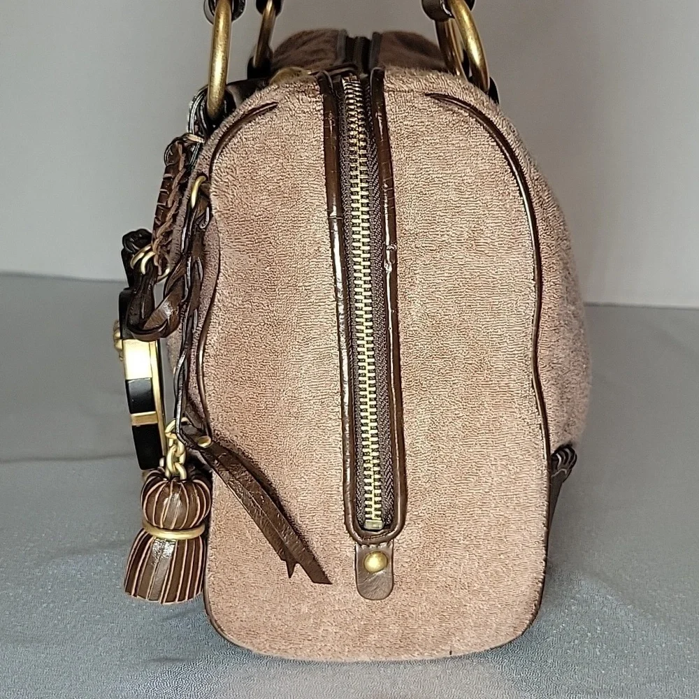 Y2k Vintage Juicy Couture Brown Terry Cloth Speedy Style Zip Around Purse Bag